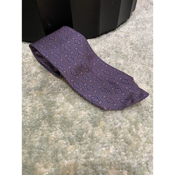 Stefano Ricci Silk Neck Tie Navy Blue & Pink Floral-Type Pattern - Picture 1 of 9